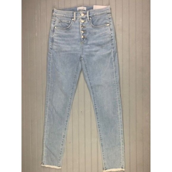 Loft Size 25 0 Womens Jeans High Rise Skinny Button Fly Raw Hem Stretch … - Picture 1 of 4